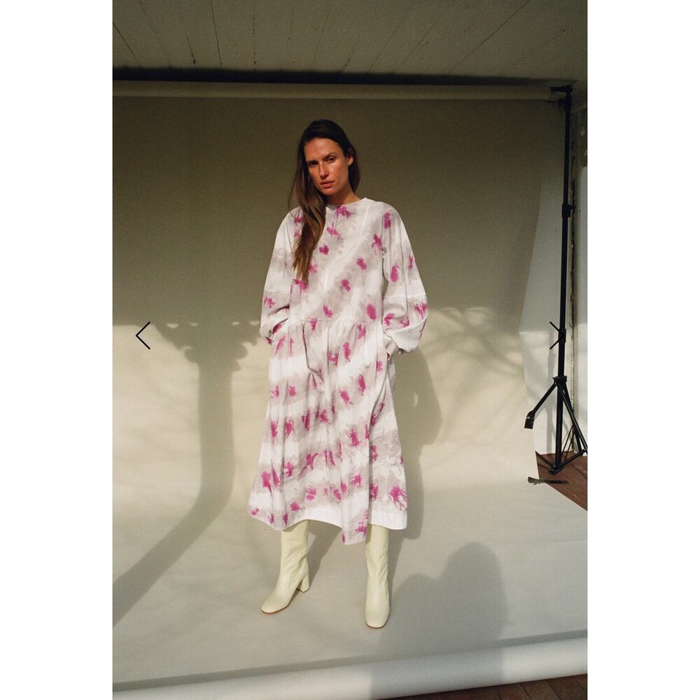 Sea New York White Midi Dress with Pink Tie-Dye